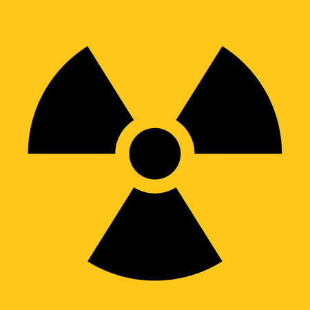Radioactive material sign. Symbol of radiation alert, hazard or risk. Simple flat vector illustration in black and yellow.のイラスト素材