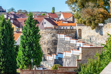 Fortification walls and baileys in historical city centre of Litomerice, Czech Republic.の写真素材