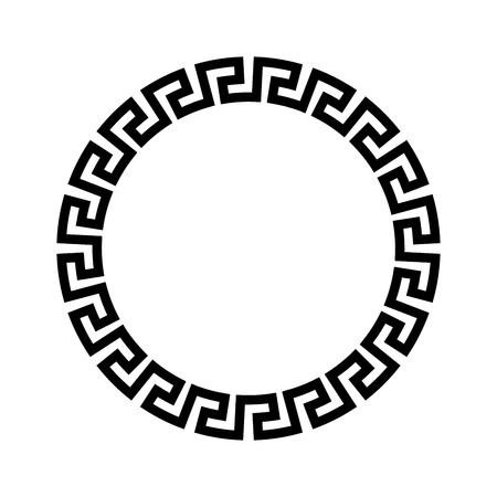 Circle frame of simple greek pattern. Black vector illustration.のイラスト素材