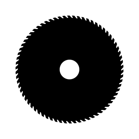 Black circular saw. Vector sign or icon. Symbol of saw mill.のイラスト素材