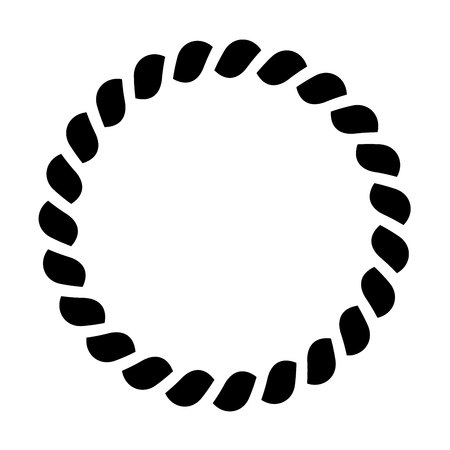 Circle of rope pattern. Ornamental decorative frame. Black vector illustration.のイラスト素材