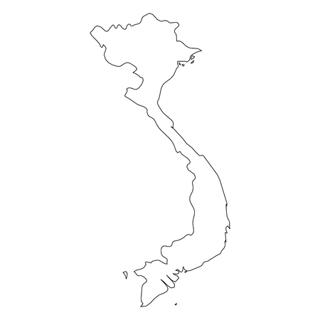 Vietnam - solid black outline border map of country area. Simple flat vector illustration.のイラスト素材