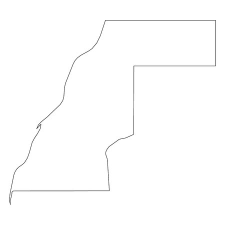 Western Sahara - solid black outline border map of country area. Simple flat vector illustration.のイラスト素材
