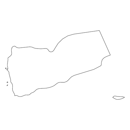 Yemen - solid black outline border map of country area. Simple flat vector illustration.のイラスト素材