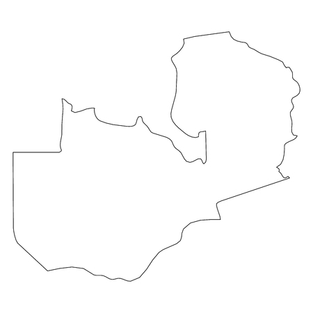 Zambia - solid black outline border map of country area. Simple flat vector illustration.のイラスト素材