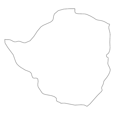 Zimbabwe - solid black outline border map of country area. Simple flat vector illustration.のイラスト素材