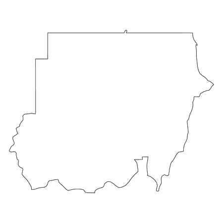 Sudan - solid black outline border map of country area. Simple flat vector illustration.のイラスト素材