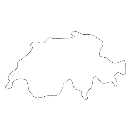 Switzerland - solid black outline border map of country area. Simple flat vector illustration.のイラスト素材