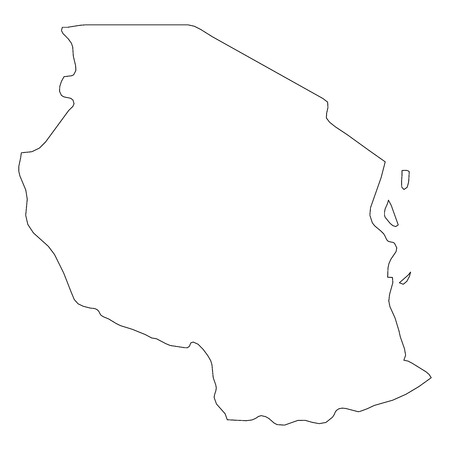 Tanzania - solid black outline border map of country area. Simple flat vector illustration.のイラスト素材