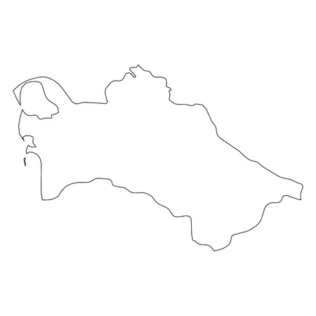 Turkmenistan - solid black outline border map of country area. Simple flat vector illustration.のイラスト素材
