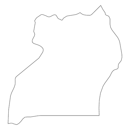 Uganda - solid black outline border map of country area. Simple flat vector illustration.のイラスト素材