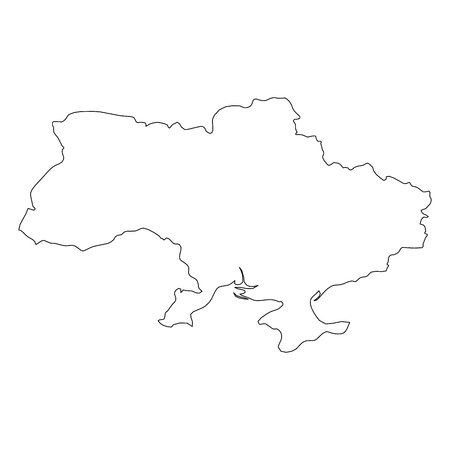 Ukraine - solid black outline border map of country area. Simple flat vector illustration.のイラスト素材