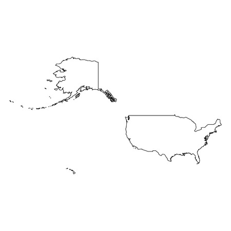 United States of America, USA - solid black outline border map of country area. Simple flat vector illustration.のイラスト素材