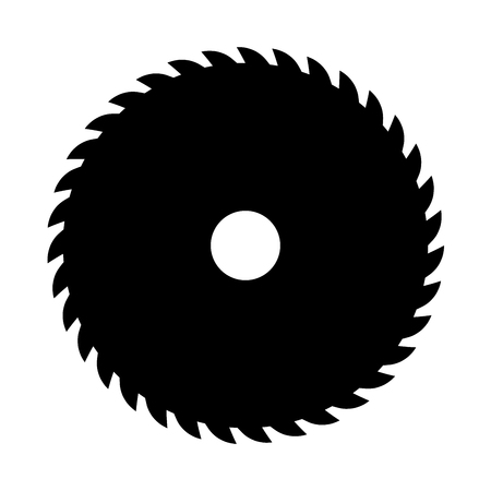 Black circular saw. Vector sign or icon. Symbol of saw mill.のイラスト素材