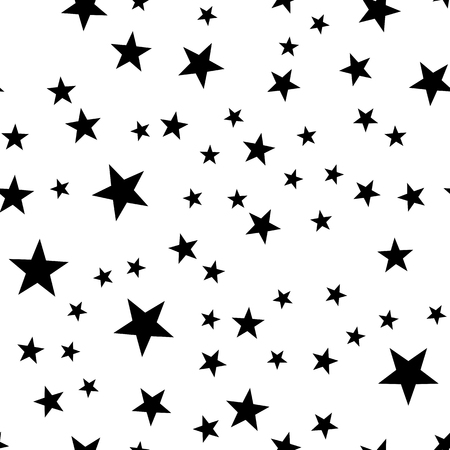 Star seamless pattern. Night, space or christmas theme. Flat vector background in black and white.のイラスト素材