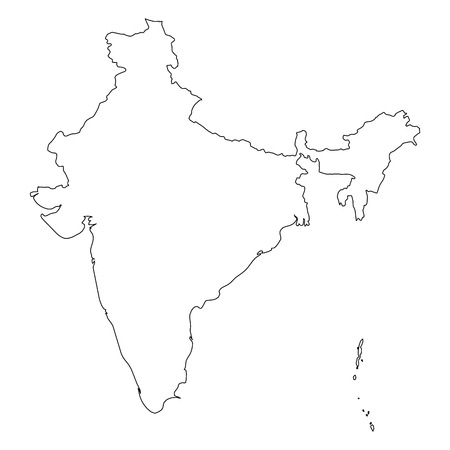 India - solid black outline border map of country area. Simple flat vector illustration.のイラスト素材