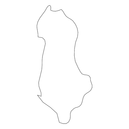 Albania - solid black outline border map of country area. Simple flat vector illustration.のイラスト素材