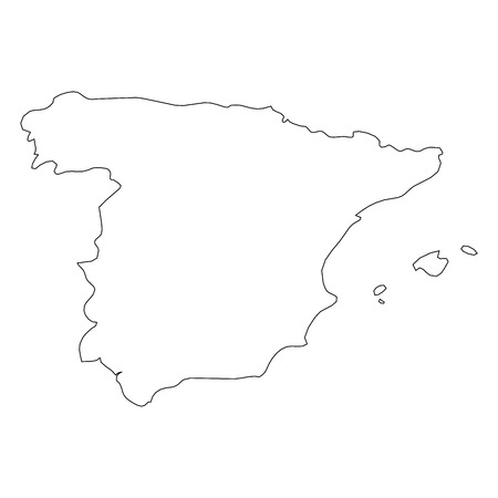 Spain - solid black outline border map of country area. Simple flat vector illustration.のイラスト素材
