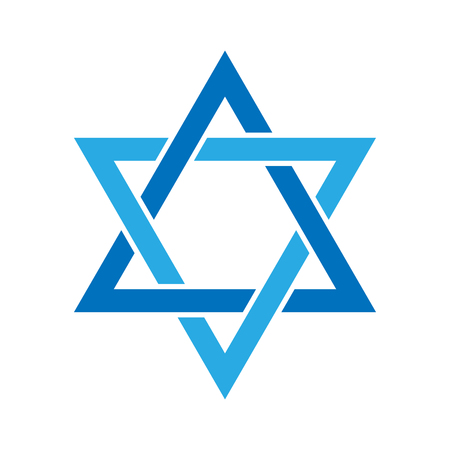 Star of David. Hexagram sign. Symbol of Jewish identity and Judaism. Simple flat blue illustration.のイラスト素材