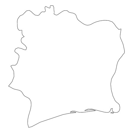 Cote d Ivoire - solid black outline border map of country area. Simple flat vector illustration.のイラスト素材