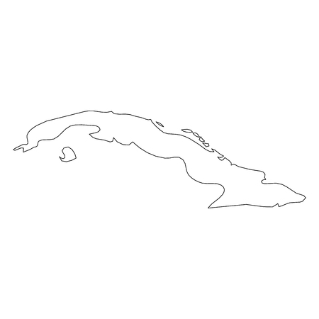 Cuba - solid black outline border map of country area. Simple flat vector illustration.のイラスト素材