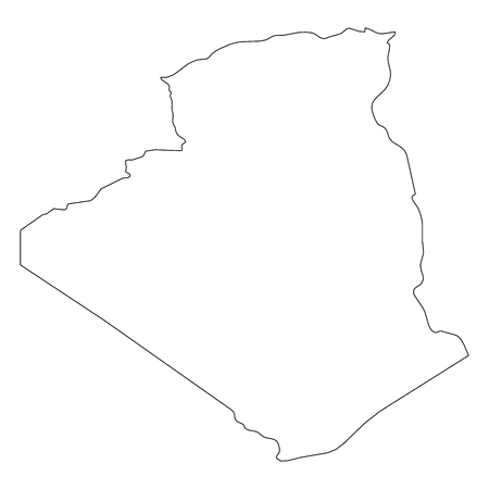 Algeria - solid black outline border map of country area. Simple flat vector illustration.のイラスト素材