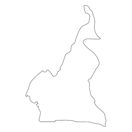 Cameroon - solid black outline border map of country area. Simple flat vector illustration.のイラスト素材