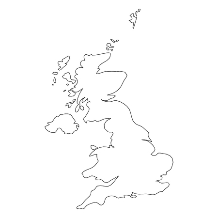 United Kingdom of Great Britain and Northern Ireland, UK - solid black outline border map of country area. Simple flat vector illustration.のイラスト素材