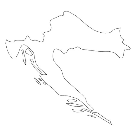 Croatia - solid black outline border map of country area. Simple flat vector illustration.のイラスト素材