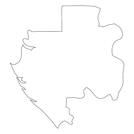 Gabon - solid black outline border map of country area. Simple flat vector illustration.のイラスト素材