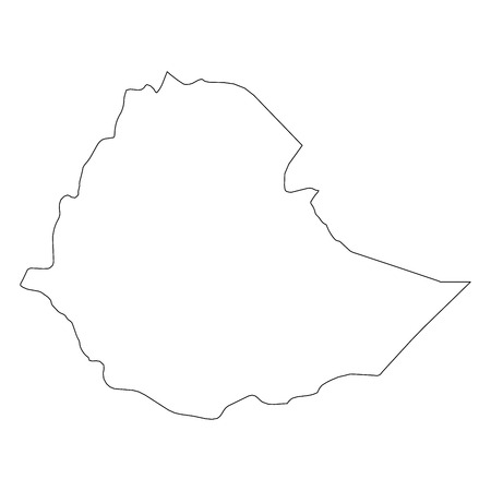Ethiopia - solid black outline border map of country area. Simple flat vector illustration.のイラスト素材