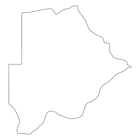 Botswana - solid black outline border map of country area. Simple flat vector illustration.のイラスト素材