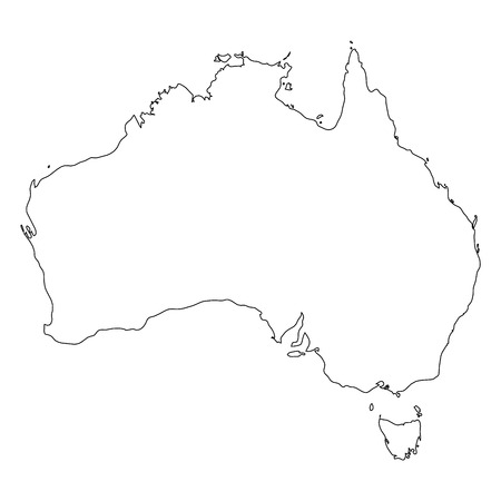 Australia - solid black outline border map of country area. Simple flat vector illustration.のイラスト素材