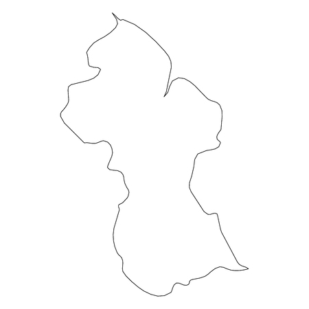 Guyana - solid black outline border map of country area. Simple flat vector illustration.のイラスト素材