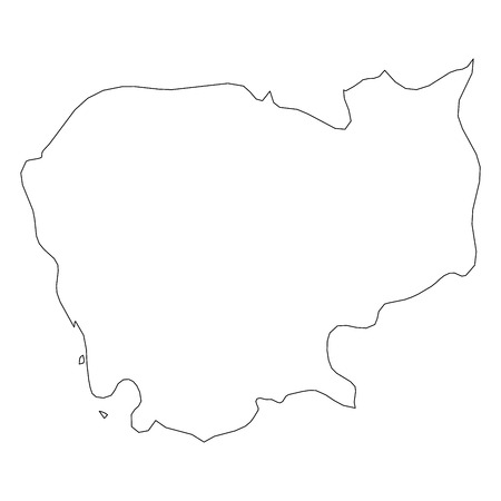 Cambodia - solid black outline border map of country area. Simple flat vector illustration.のイラスト素材