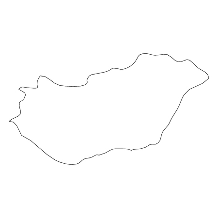 Hungary - solid black outline border map of country area. Simple flat vector illustration.のイラスト素材