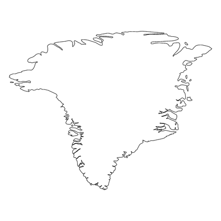 Greenland - solid black outline border map of country area. Simple flat vector illustration.のイラスト素材