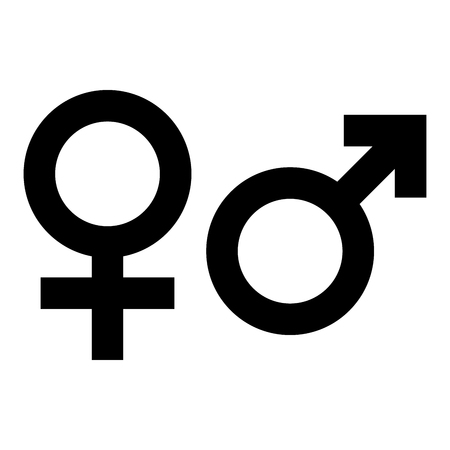 Male and female gender symbol. Simple black flat icon with on white background. Vector illustration.のイラスト素材