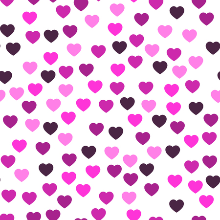 Pink hearts seamless pattern. Random scattered hearts background. Love or Valentine theme. Vector illustration.のイラスト素材