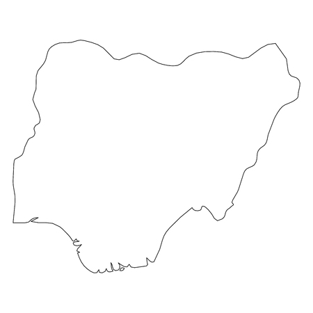 Nigeria - solid black outline border map of country area. Simple flat vector illustration.のイラスト素材