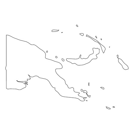 Papua New Guinea - solid black outline border map of country area. Simple flat vector illustration.のイラスト素材