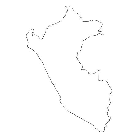 Peru - solid black outline border map of country area. Simple flat vector illustration.のイラスト素材