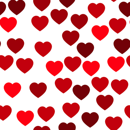Red hearts seamless pattern. Random scattered hearts background. Love or Valentine theme. Vector illustration.のイラスト素材