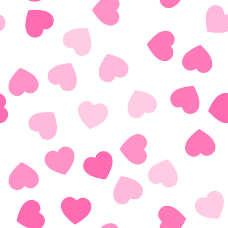 Pink hearts seamless pattern. Random scattered hearts background. Love or Valentine theme. Vector illustration.のイラスト素材