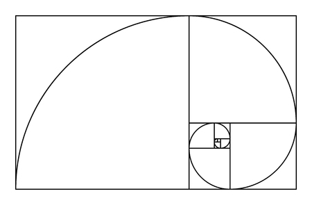 Golden ratio geometric concept. Fibonacci spiral. Vector illustrationのイラスト素材