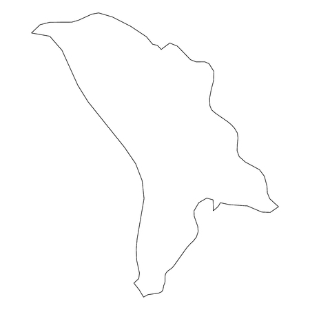 Moldova - solid black outline border map of country area. Simple flat vector illustration.のイラスト素材
