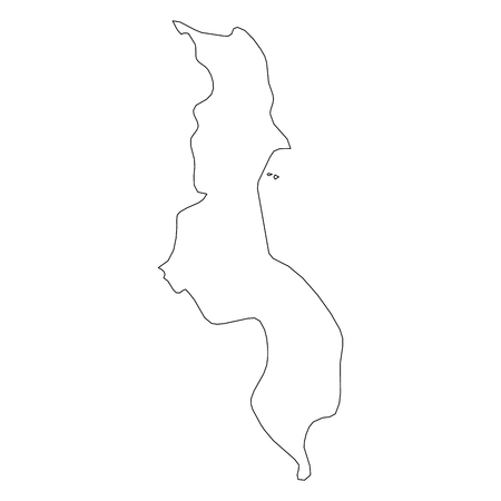 Malawi - solid black outline border map of country area. Simple flat vector illustration.のイラスト素材