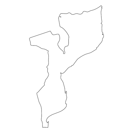 Mozambique - solid black outline border map of country area. Simple flat vector illustration.のイラスト素材