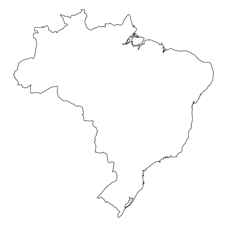 Brazil - solid black outline border map of country area. Simple flat vector illustration.のイラスト素材