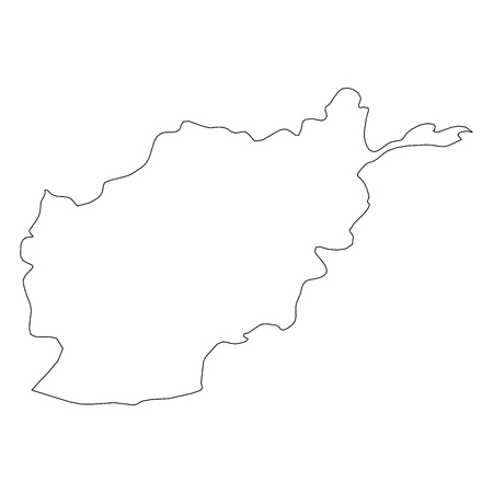 Afghanistan - solid black outline border map of country area. Simple flat vector illustration.の写真素材